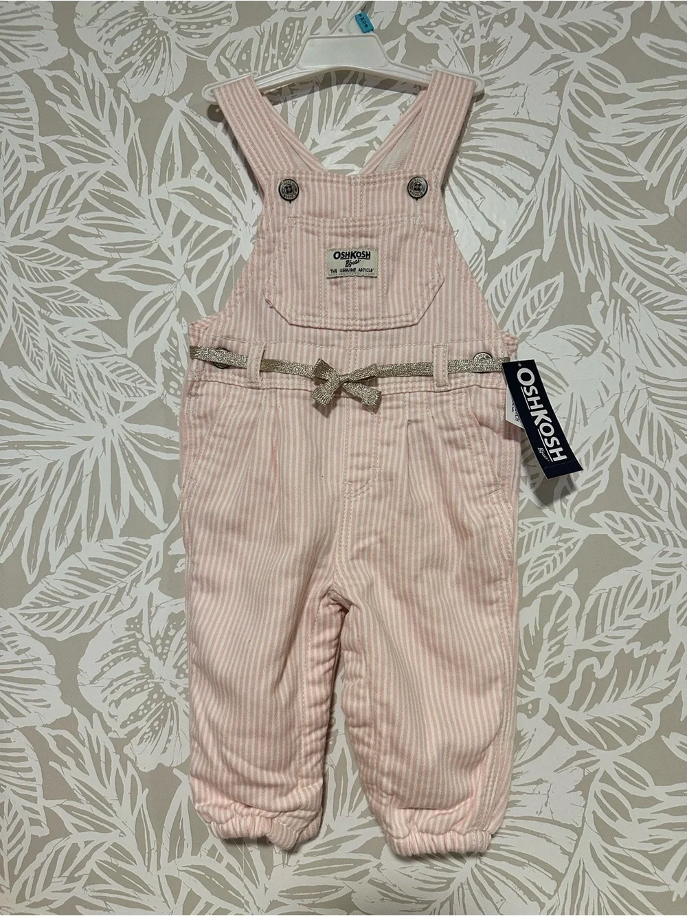 OshKosh B'gosh Light Pink Striped Overalls